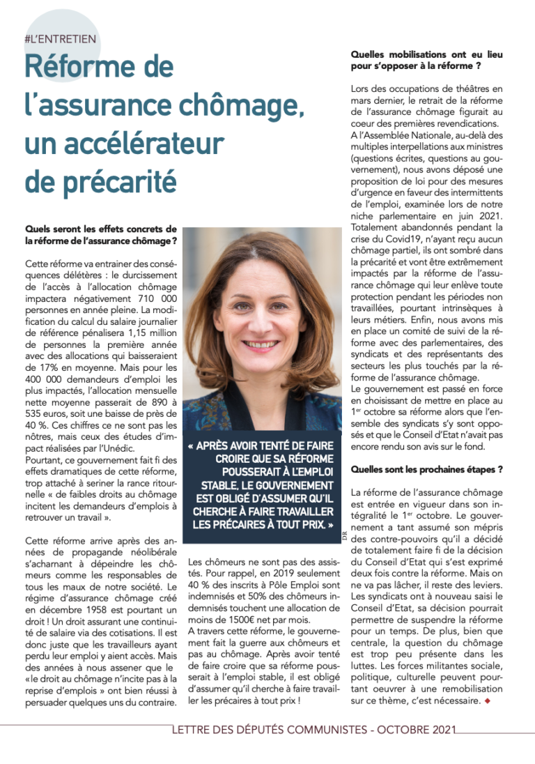 RÉFORME DE L’ASSURANCE CHÔMAGE, UN ACCÉLÉRATEUR DE PRÉCARITÉ